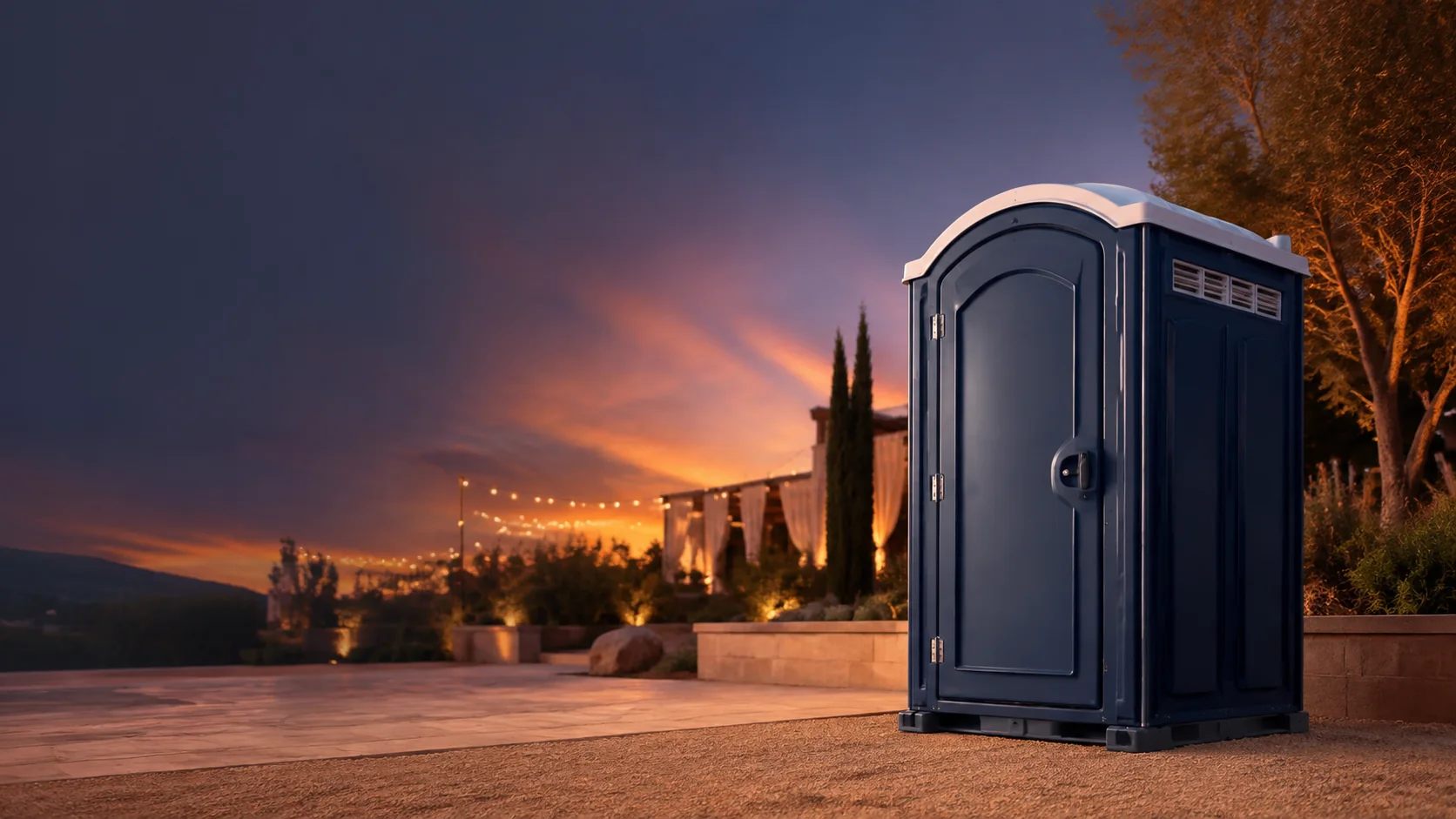 Portable restroom shown for rental planning in Danville, IL